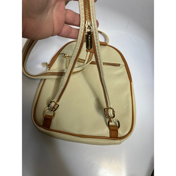 Valentina ivory leather convertible backpack crossbody bag made in Italy modern